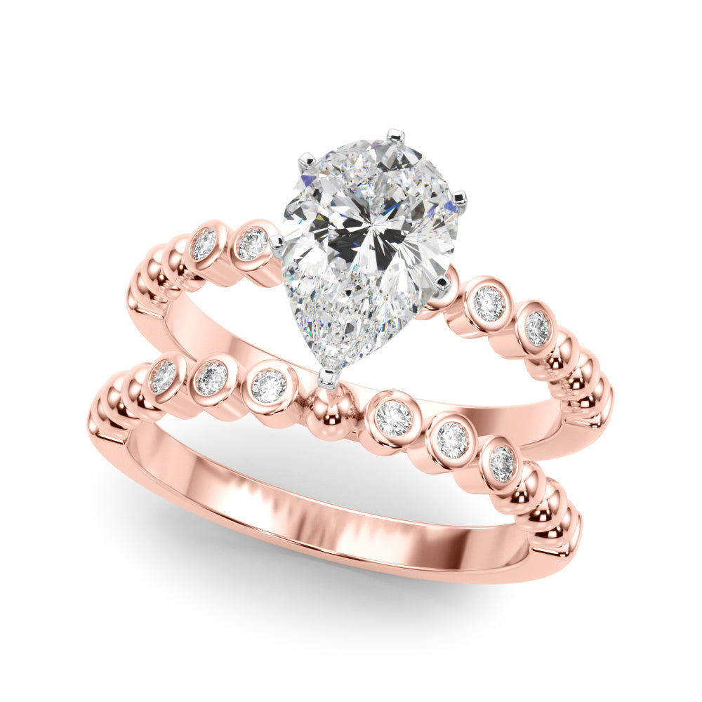 Timeless Beaded Bezel Set Engagement Ring Round Diamond Engagement Ring in 10K/14K gold and platinum with certified lab-grown or natural diamonds