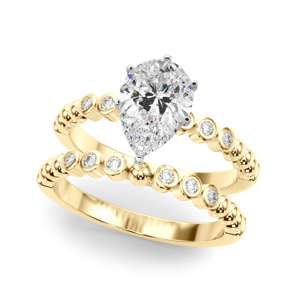 Timeless Beaded Bezel Set Engagement Ring Round Diamond Engagement Ring in 10K/14K gold and platinum with certified lab-grown or natural diamonds