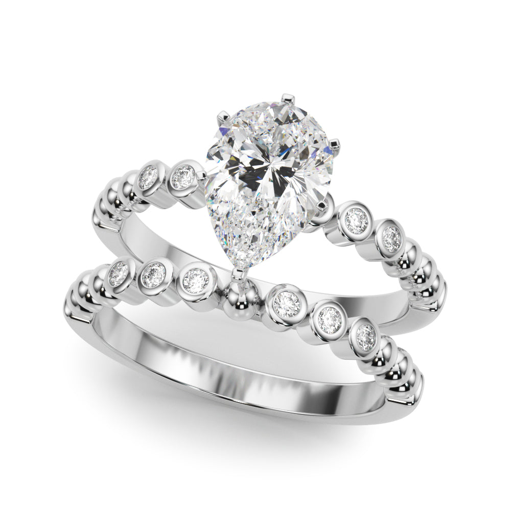 Timeless Beaded Bezel Set Engagement Ring Round Diamond Engagement Ring in 10K/14K gold and platinum with certified lab-grown or natural diamonds