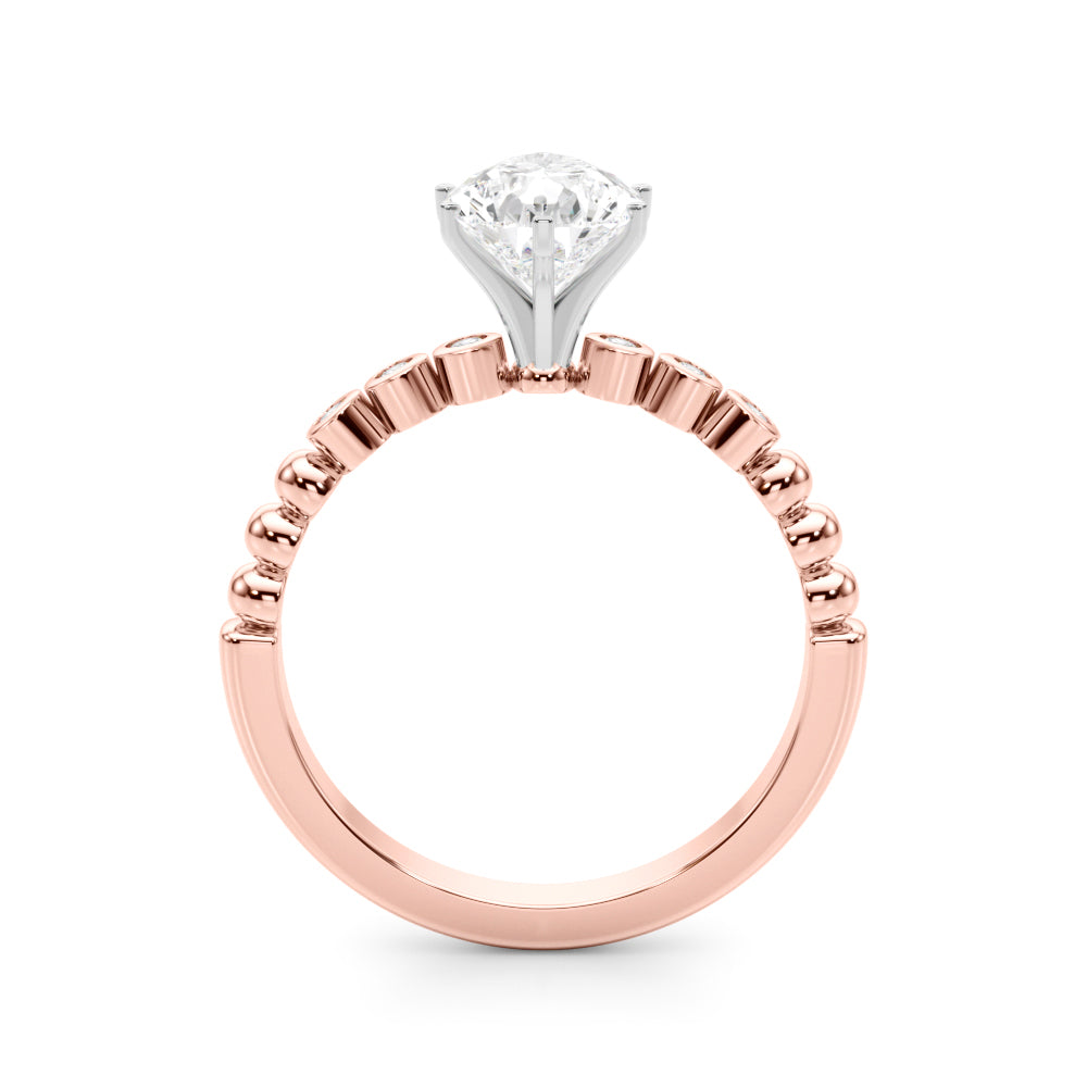Timeless Beaded Bezel Set Engagement Ring Round Diamond Engagement Ring in 10K/14K gold and platinum with certified lab-grown or natural diamonds