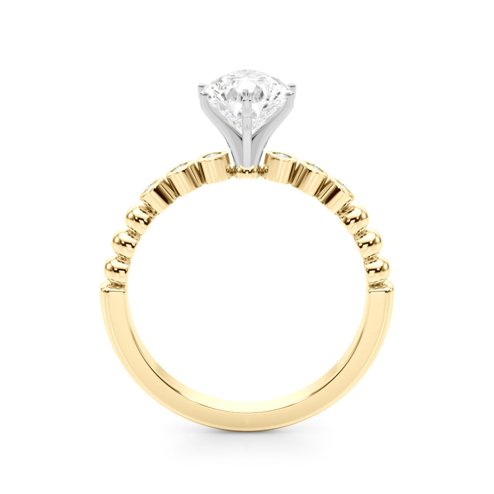 Timeless Beaded Bezel Set Engagement Ring Round Diamond Engagement Ring in 10K/14K gold and platinum with certified lab-grown or natural diamonds