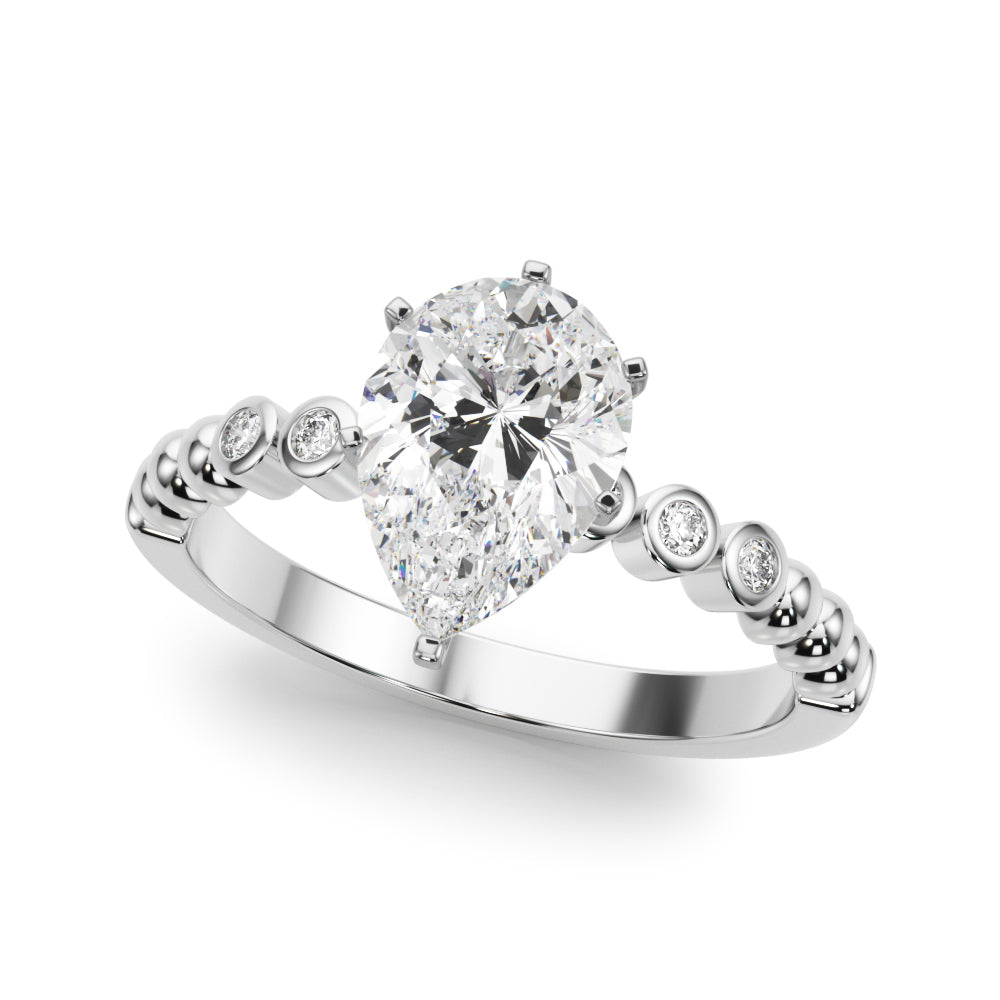 Timeless Beaded Bezel Set Engagement Ring Round Diamond Engagement Ring in 10K/14K gold and platinum with certified lab-grown or natural diamonds