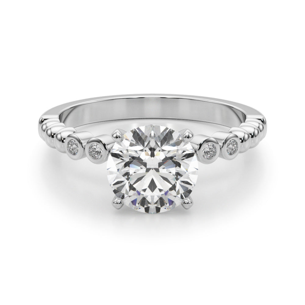 Timeless Beaded Bezel Set Engagement Ring Round Diamond Engagement Ring in 10K/14K gold and platinum with certified lab-grown or natural diamonds