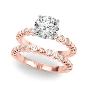 Timeless Beaded Bezel Set Engagement Ring Round Diamond Engagement Ring in 10K/14K gold and platinum with certified lab-grown or natural diamonds