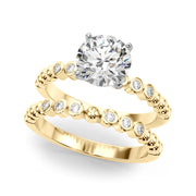 Timeless Beaded Bezel Set Engagement Ring Round Diamond Engagement Ring in 10K/14K gold and platinum with certified lab-grown or natural diamonds