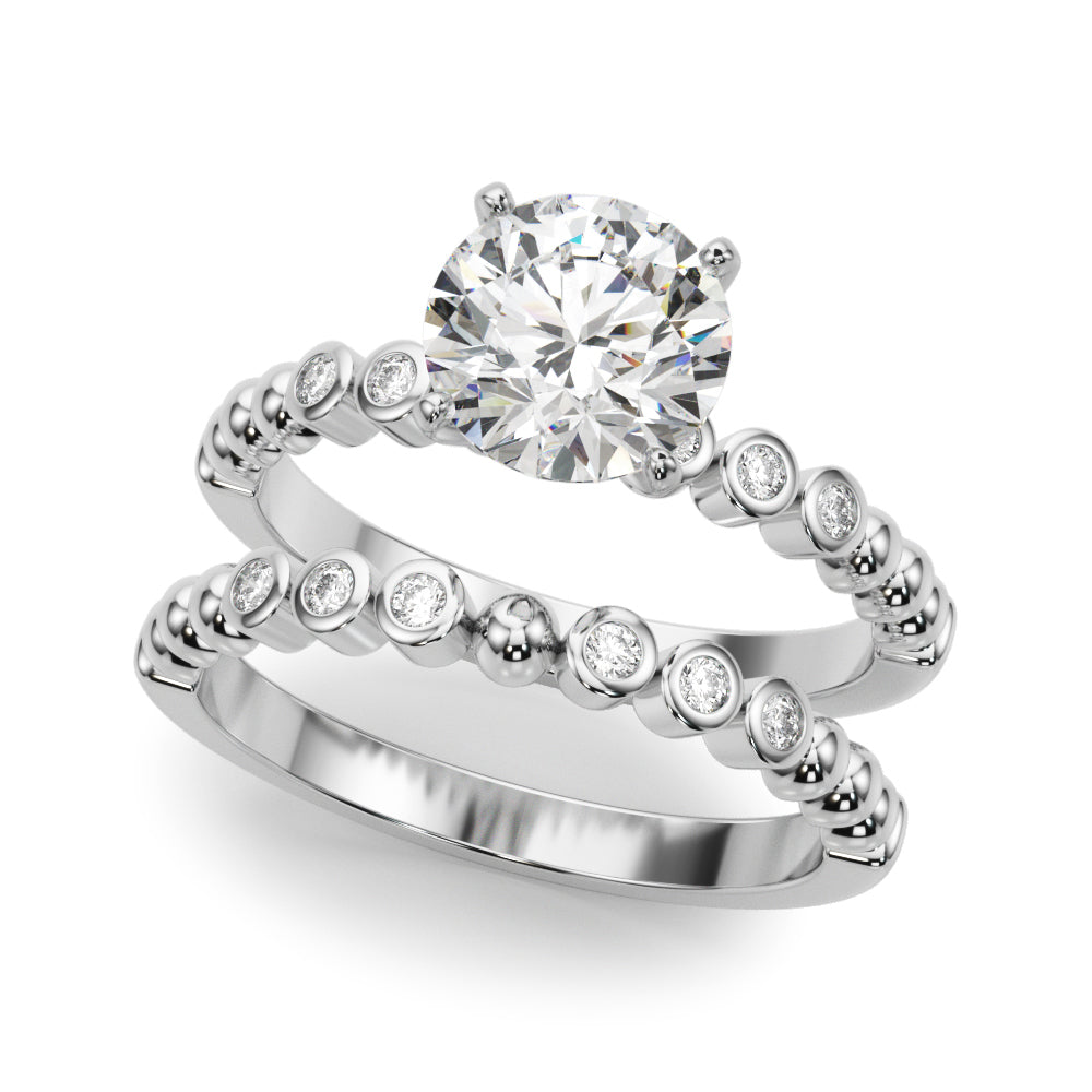 Timeless Beaded Bezel Set Engagement Ring Round Diamond Engagement Ring in 10K/14K gold and platinum with certified lab-grown or natural diamonds