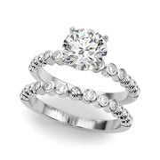 Timeless Beaded Bezel Set Engagement Ring Round Diamond Engagement Ring in 10K/14K gold and platinum with certified lab-grown or natural diamonds