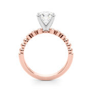 Timeless Beaded Bezel Set Engagement Ring Round Diamond Engagement Ring in 10K/14K gold and platinum with certified lab-grown or natural diamonds