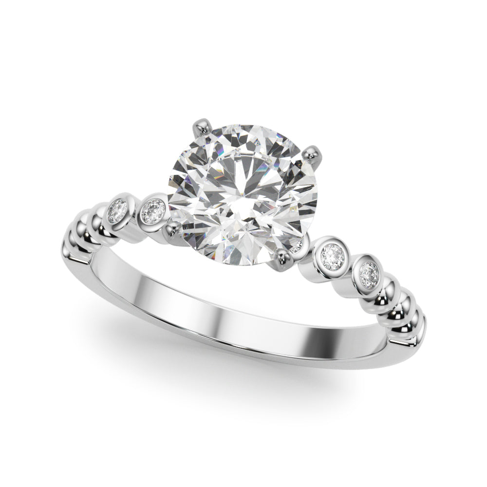 Timeless Beaded Bezel Set Engagement Ring Round Diamond Engagement Ring in 10K/14K gold and platinum with certified lab-grown or natural diamonds
