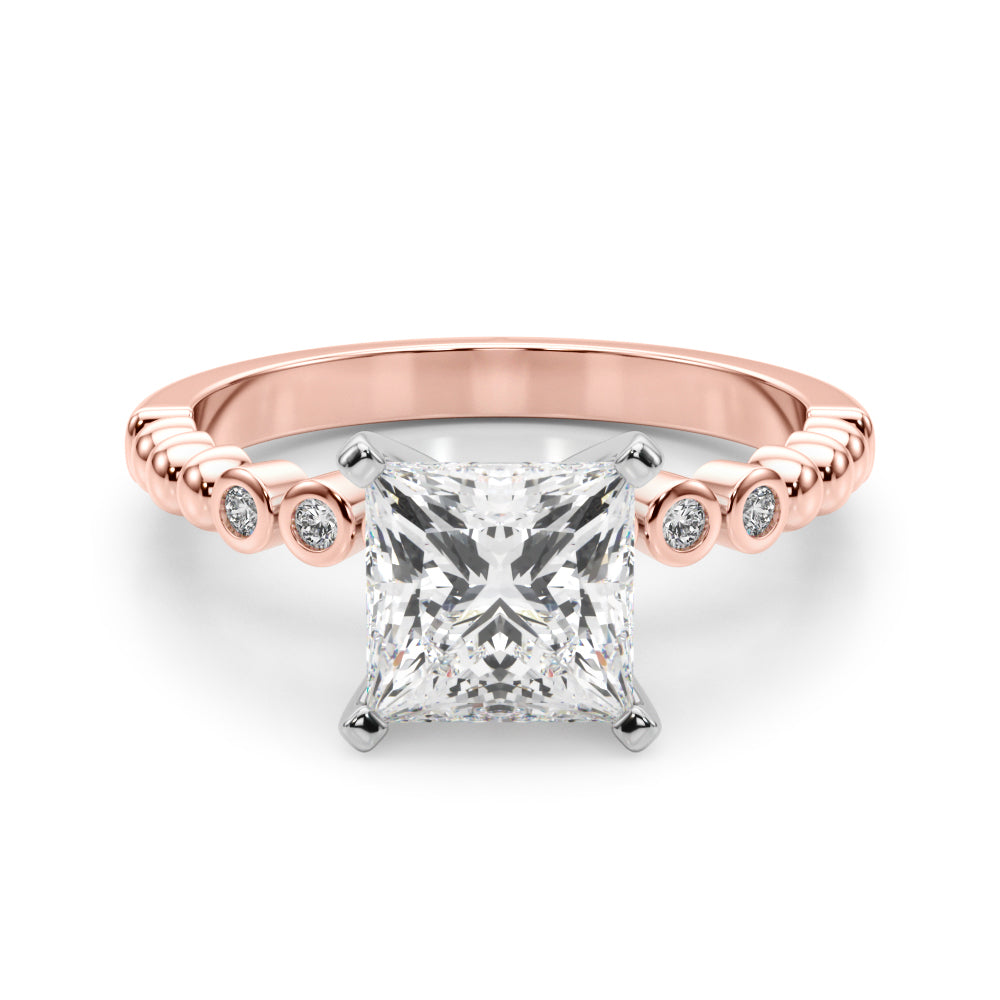 Timeless Beaded Bezel Set Engagement Ring Round Diamond Engagement Ring in 10K/14K gold and platinum with certified lab-grown or natural diamonds