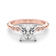 Timeless Beaded Bezel Set Engagement Ring Round Diamond Engagement Ring in 10K/14K gold and platinum with certified lab-grown or natural diamonds