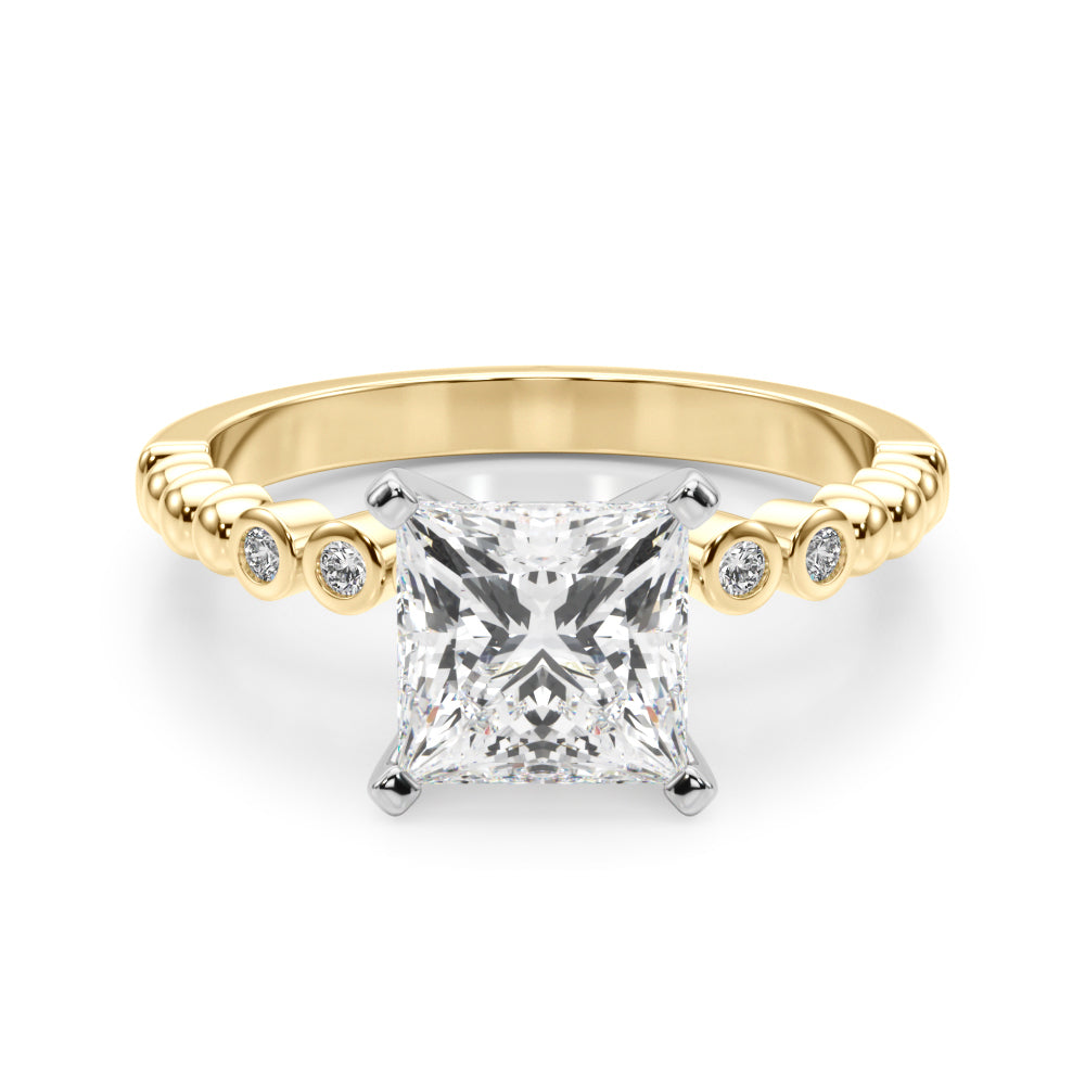 Timeless Beaded Bezel Set Engagement Ring Round Diamond Engagement Ring in 10K/14K gold and platinum with certified lab-grown or natural diamonds