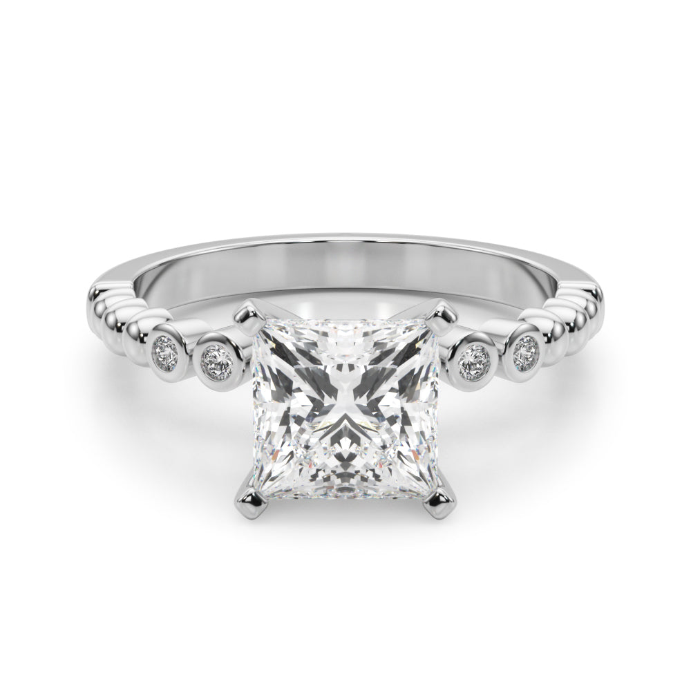 Timeless Beaded Bezel Set Engagement Ring Round Diamond Engagement Ring in 10K/14K gold and platinum with certified lab-grown or natural diamonds