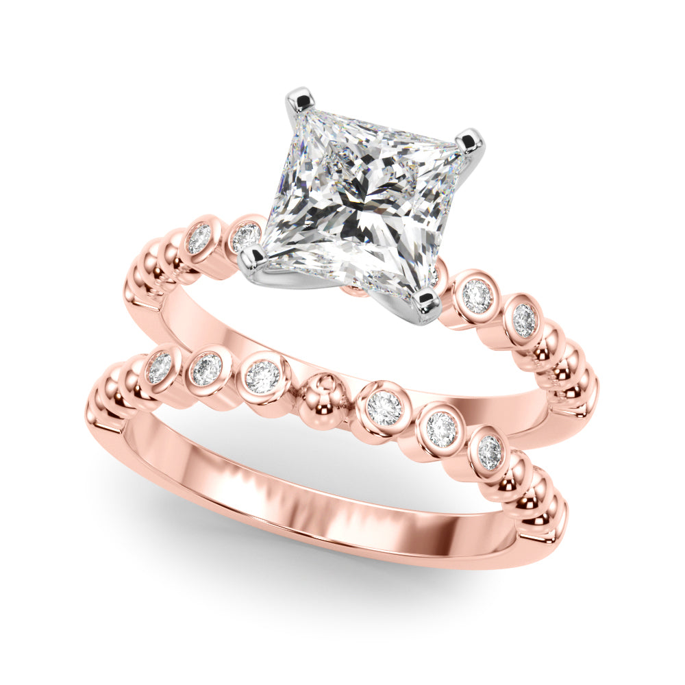 Timeless Beaded Bezel Set Engagement Ring Round Diamond Engagement Ring in 10K/14K gold and platinum with certified lab-grown or natural diamonds