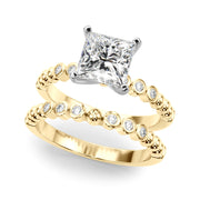 Timeless Beaded Bezel Set Engagement Ring Round Diamond Engagement Ring in 10K/14K gold and platinum with certified lab-grown or natural diamonds