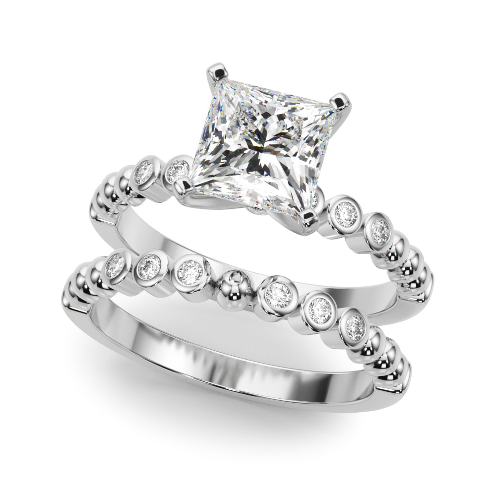Timeless Beaded Bezel Set Engagement Ring Round Diamond Engagement Ring in 10K/14K gold and platinum with certified lab-grown or natural diamonds