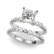 Timeless Beaded Bezel Set Engagement Ring Round Diamond Engagement Ring in 10K/14K gold and platinum with certified lab-grown or natural diamonds
