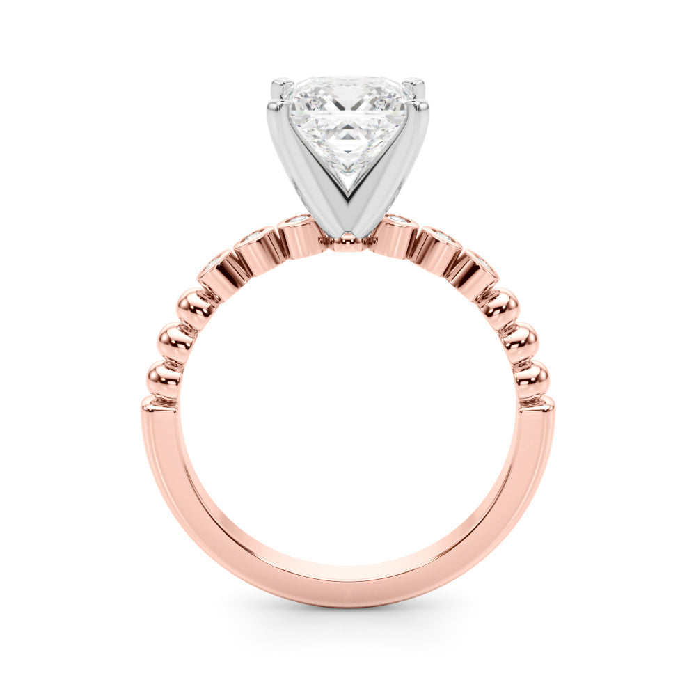 Timeless Beaded Bezel Set Engagement Ring Round Diamond Engagement Ring in 10K/14K gold and platinum with certified lab-grown or natural diamonds