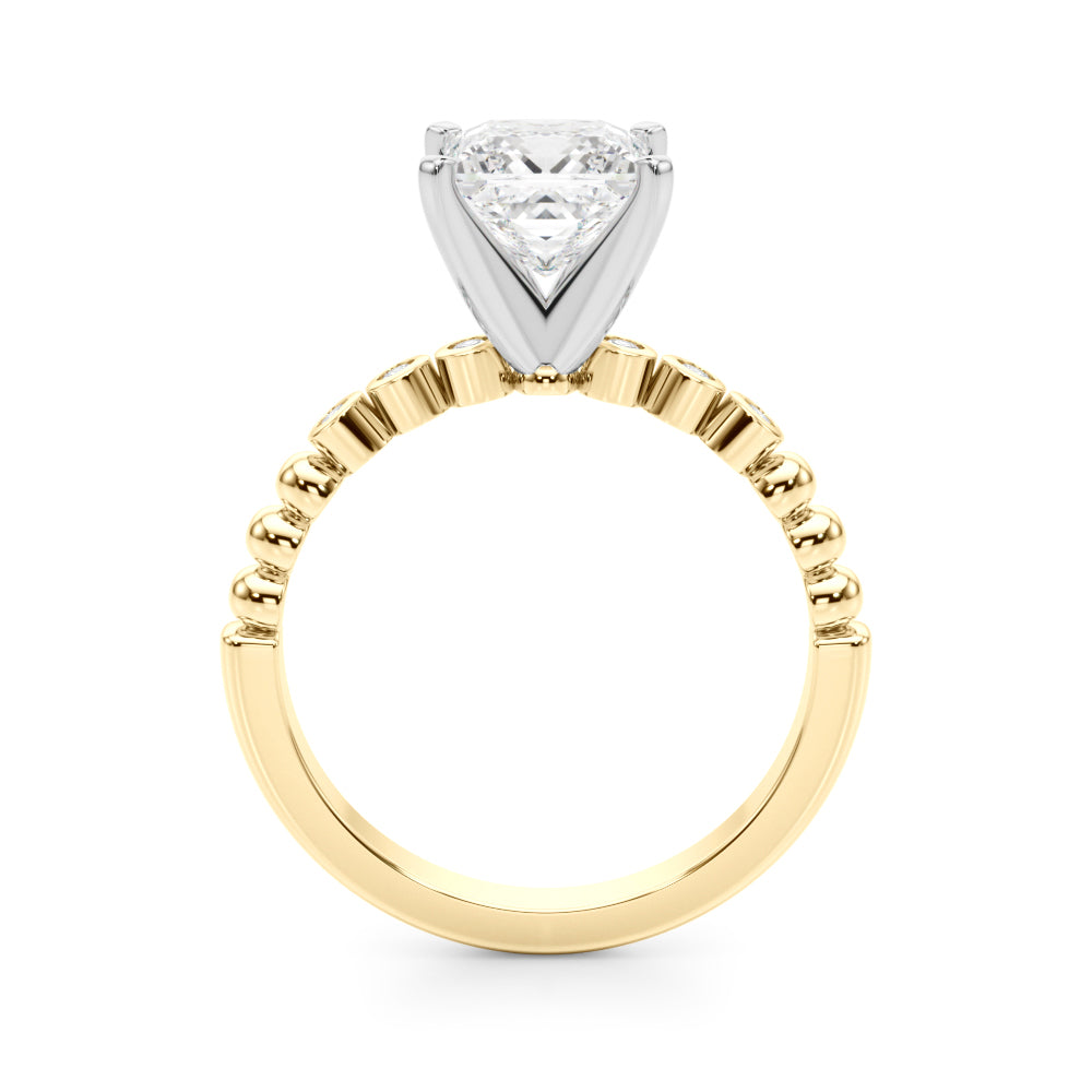 Timeless Beaded Bezel Set Engagement Ring Round Diamond Engagement Ring in 10K/14K gold and platinum with certified lab-grown or natural diamonds