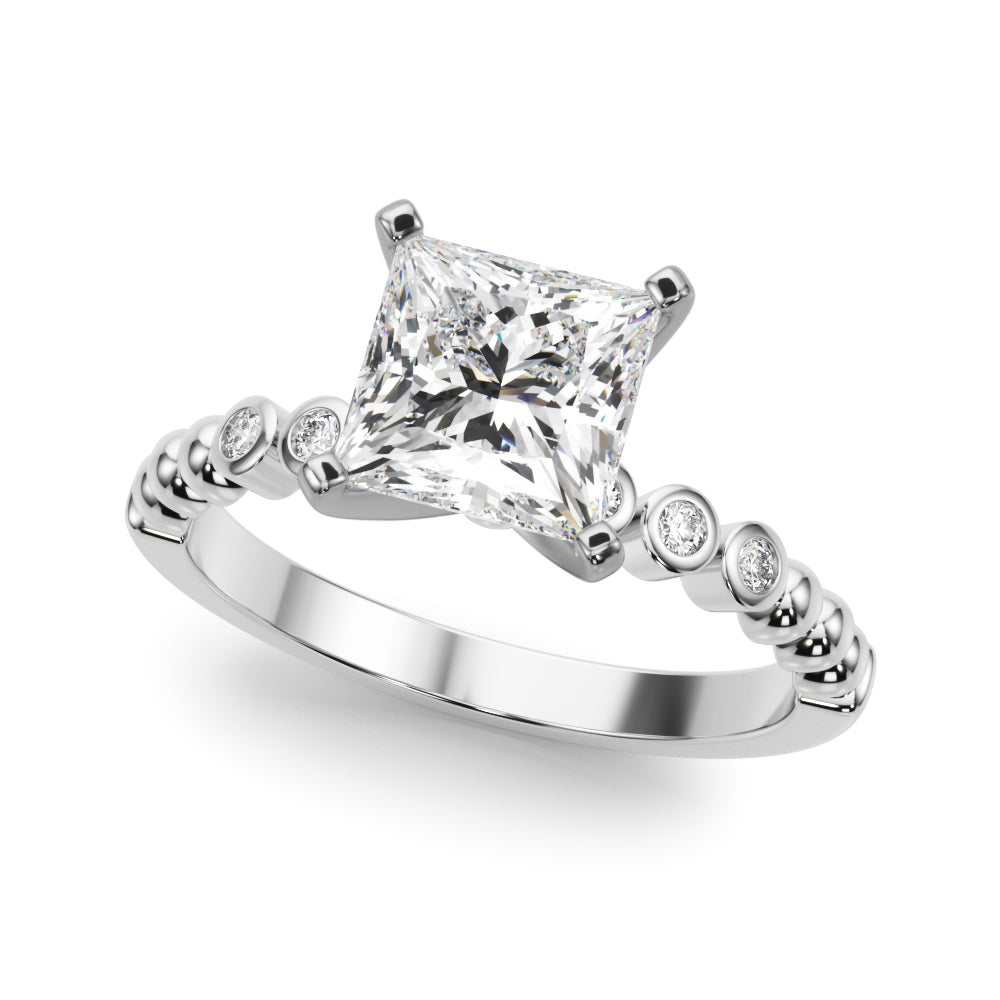 Timeless Beaded Bezel Set Engagement Ring Round Diamond Engagement Ring in 10K/14K gold and platinum with certified lab-grown or natural diamonds