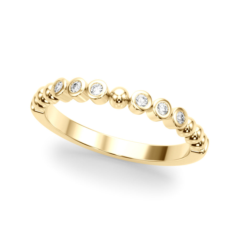 Beaded & Bezel Set Half Eternity Ring in 10K/14K gold and platinum with certified lab-grown or natural diamonds