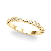 Beaded & Bezel Set Half Eternity Ring in 10K/14K gold and platinum with certified lab-grown or natural diamonds