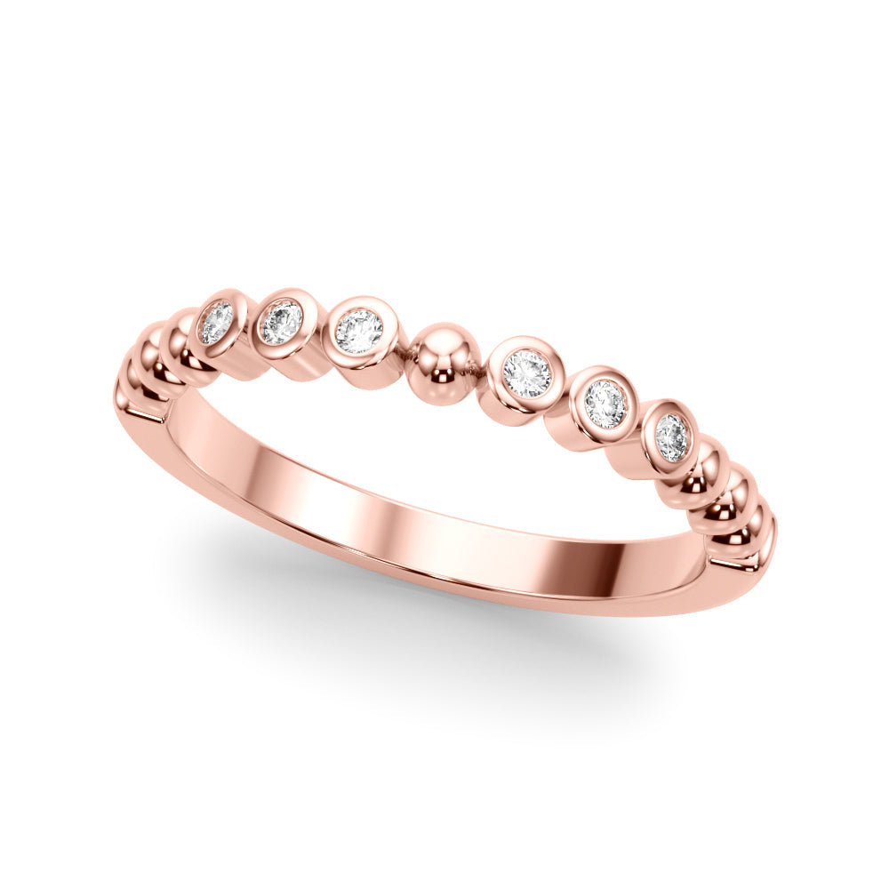 Beaded & Bezel Set Half Eternity Ring in Gold & Platinum