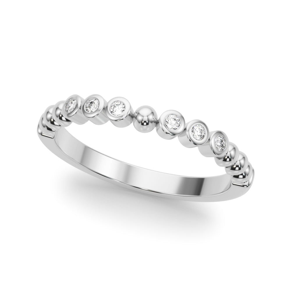 Beaded & Bezel Set Half Eternity Ring in Gold & Platinum