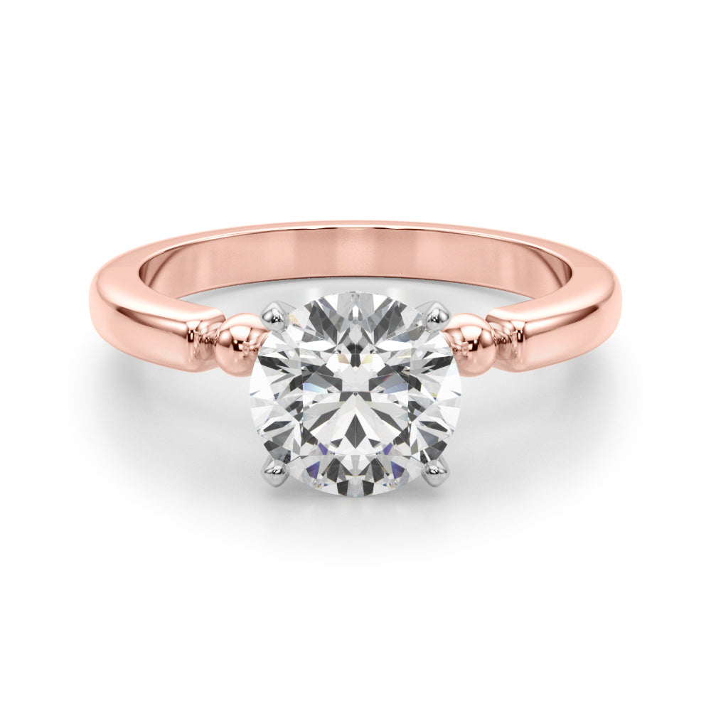 Elegant Beaded Bezel Set Engagement Ring Round Diamond Engagement Ring in 10K/14K gold and platinum with certified lab-grown or natural diamonds