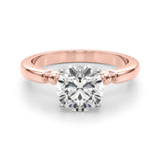 Elegant Beaded Bezel Set Engagement Ring Round Diamond Engagement Ring in 10K/14K gold and platinum with certified lab-grown or natural diamonds