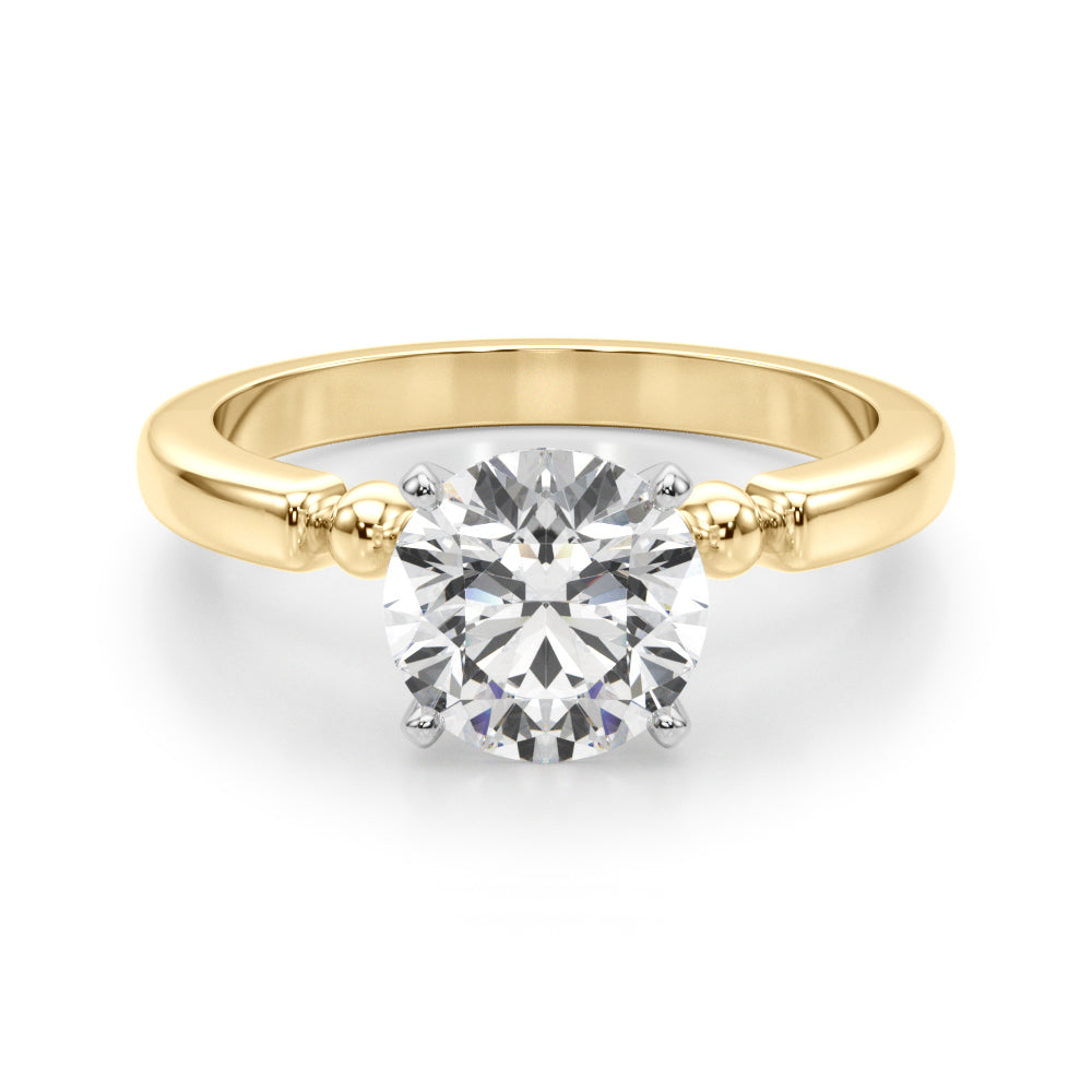 Elegant Beaded Bezel Set Engagement Ring Round Diamond Engagement Ring in 10K/14K gold and platinum with certified lab-grown or natural diamonds