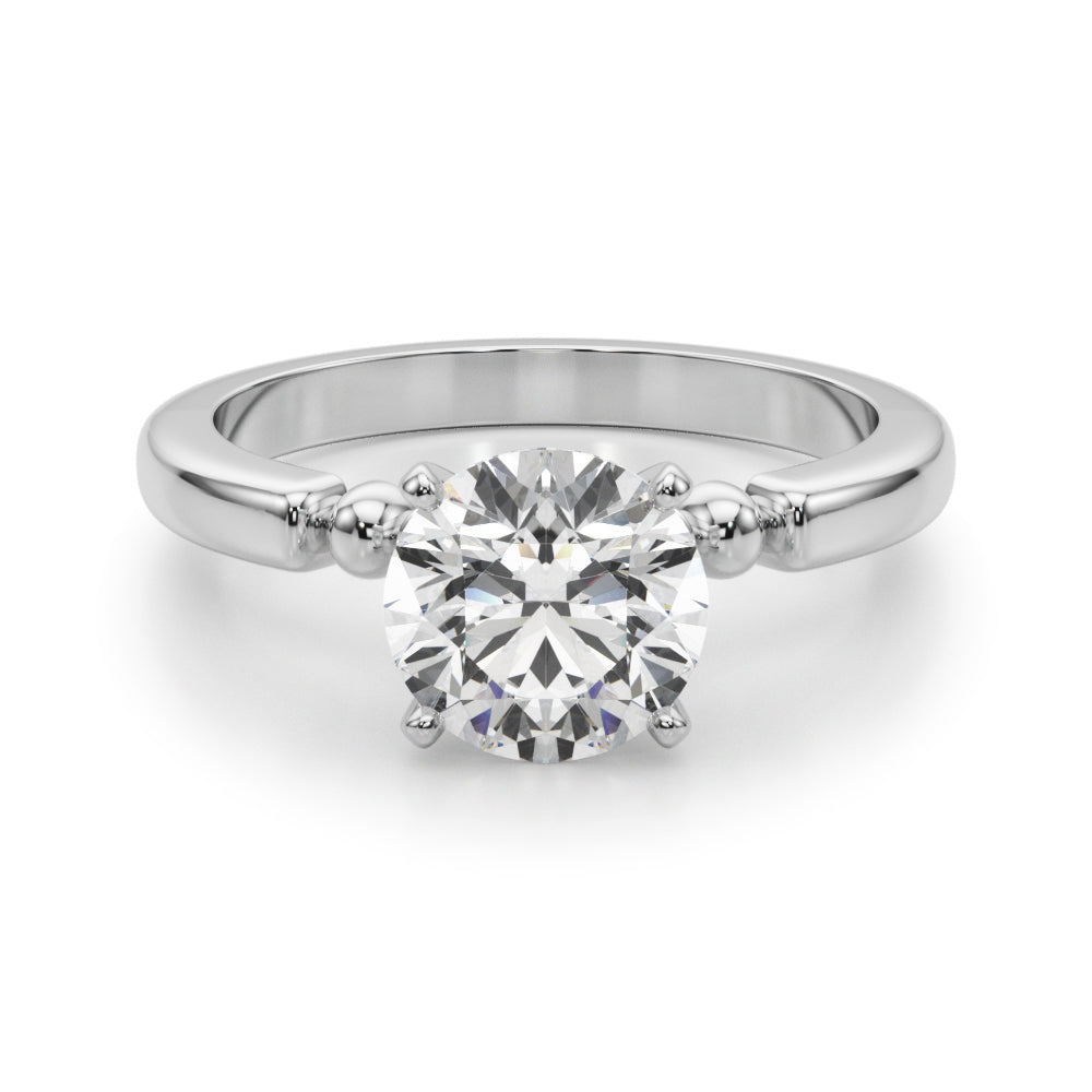 Elegant Beaded Bezel Set Engagement Ring Round Diamond Engagement Ring in 10K/14K gold and platinum with certified lab-grown or natural diamonds