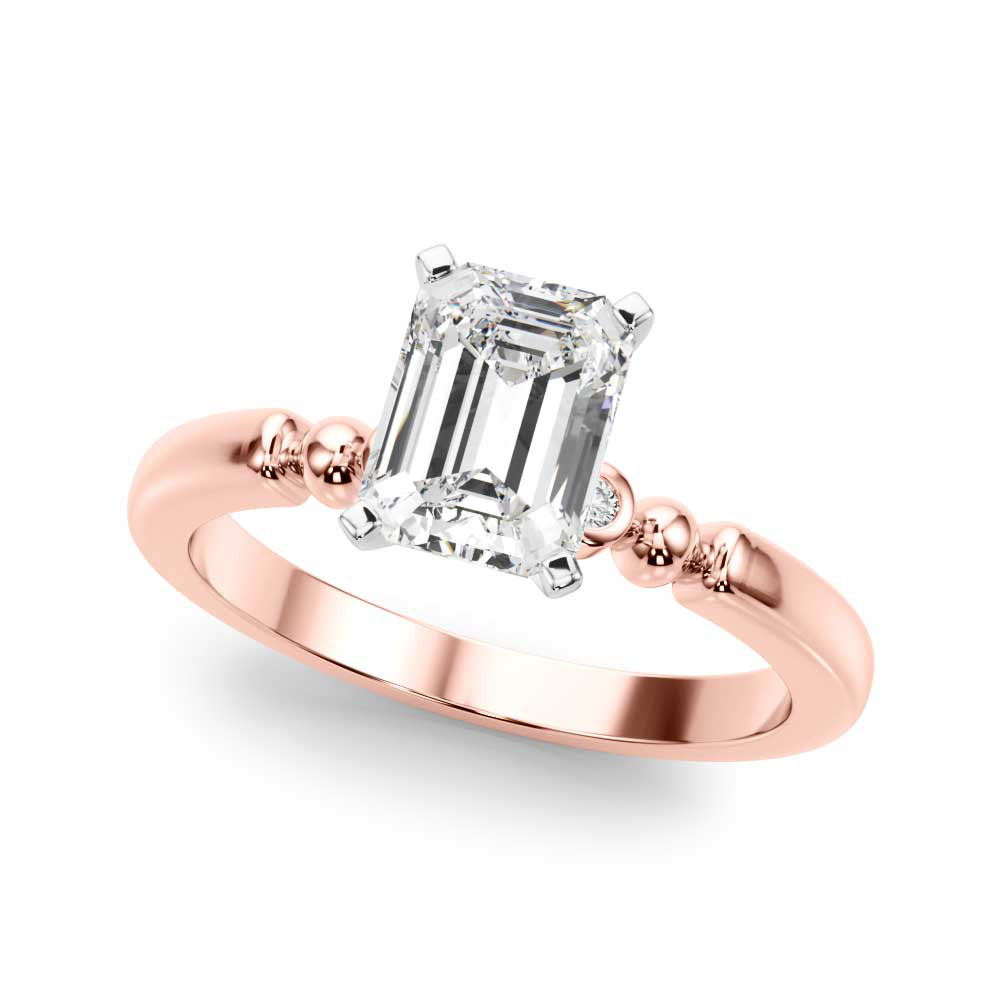 Elegant Beaded Bezel Set Engagement Ring Round Diamond Engagement Ring in 10K/14K gold and platinum with certified lab-grown or natural diamonds