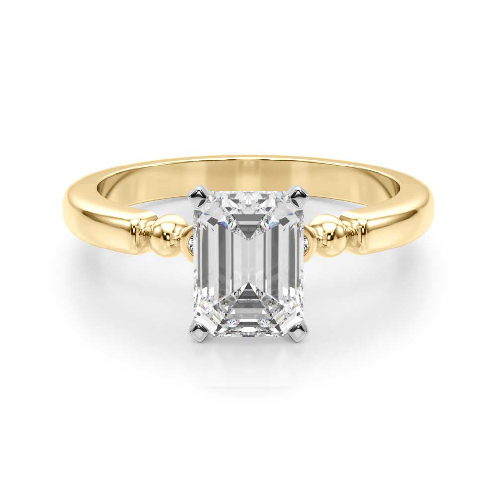 Elegant Beaded Bezel Set Engagement Ring Round Diamond Engagement Ring in 10K/14K gold and platinum with certified lab-grown or natural diamonds