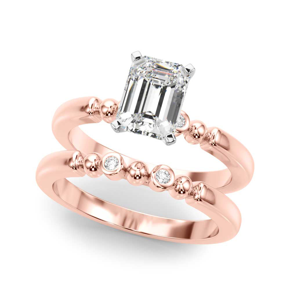 Elegant Beaded Bezel Set Engagement Ring Round Diamond Engagement Ring in 10K/14K gold and platinum with certified lab-grown or natural diamonds