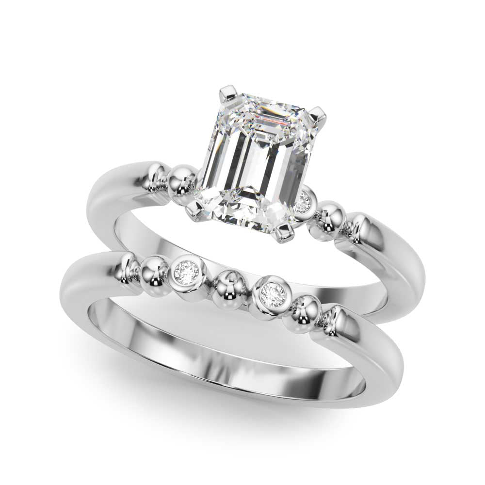 Elegant Beaded Bezel Set Engagement Ring Round Diamond Engagement Ring in 10K/14K gold and platinum with certified lab-grown or natural diamonds