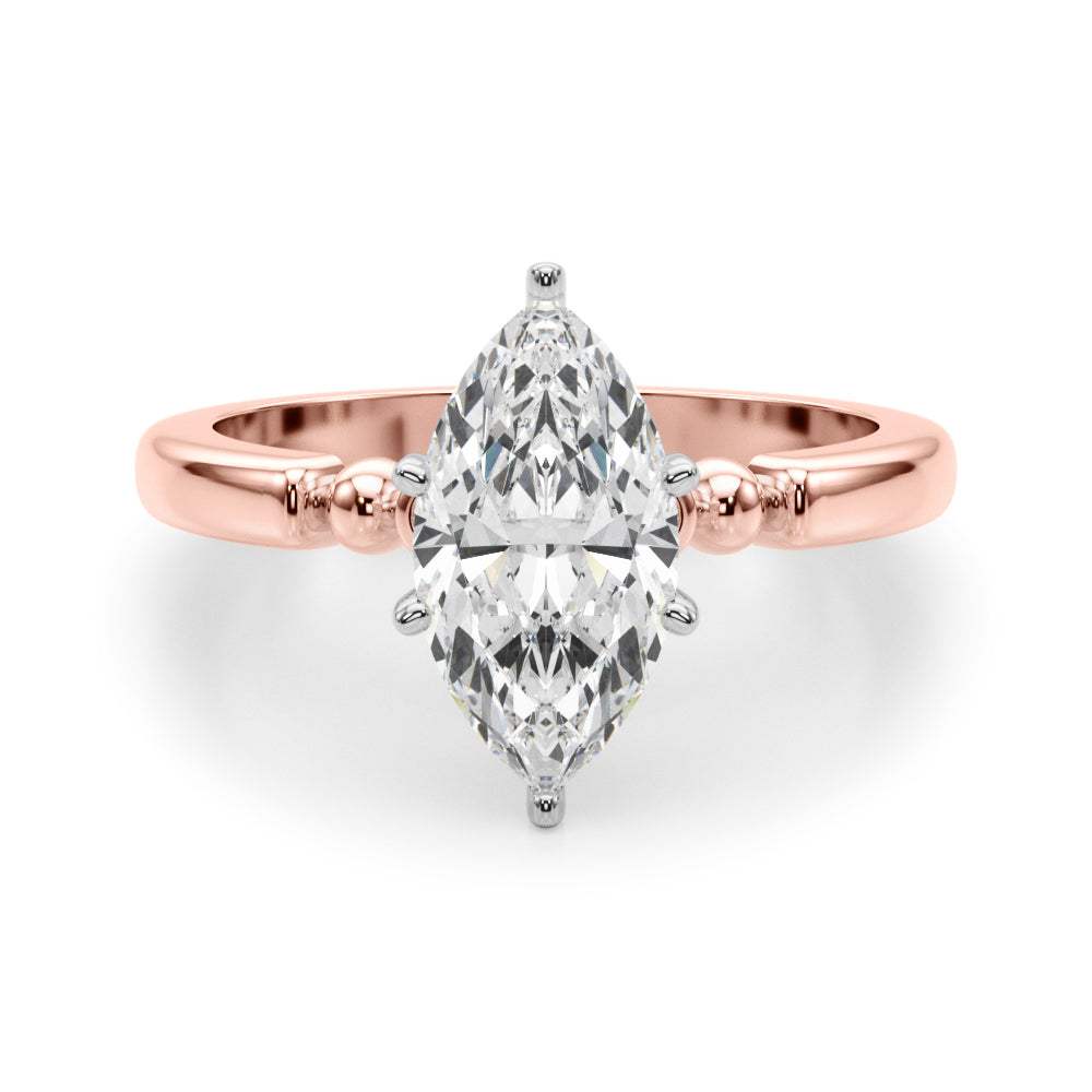 Elegant Beaded Bezel Set Engagement Ring Round Diamond Engagement Ring in 10K/14K gold and platinum with certified lab-grown or natural diamonds