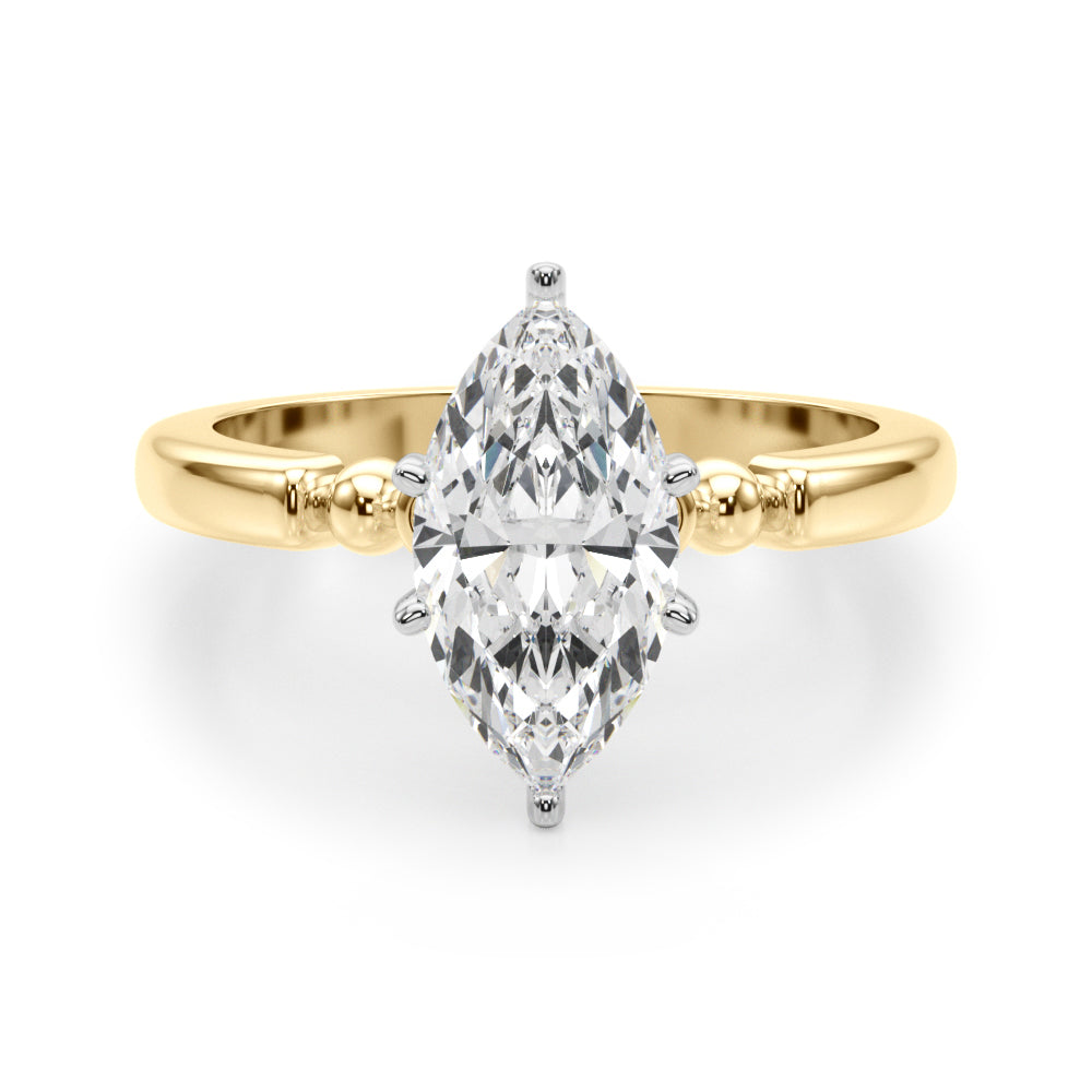 Elegant Beaded Bezel Set Engagement Ring Round Diamond Engagement Ring in 10K/14K gold and platinum with certified lab-grown or natural diamonds