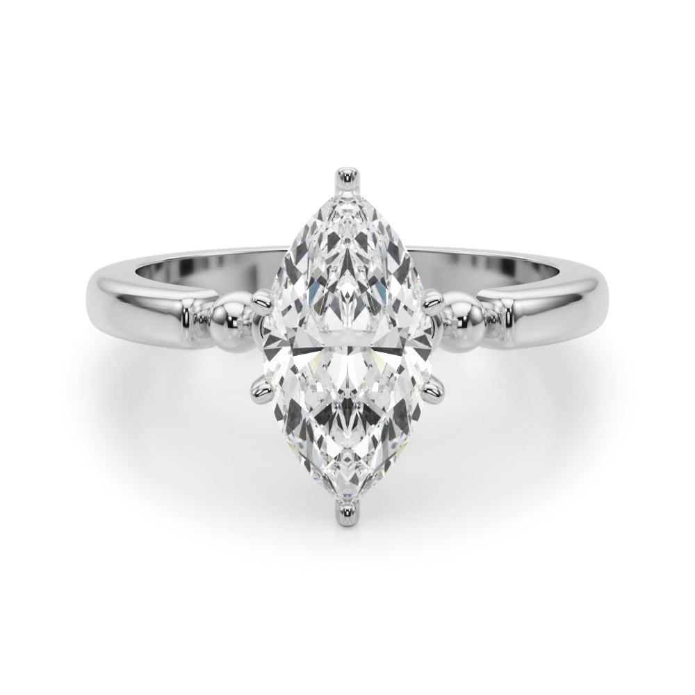 Elegant Beaded Bezel Set Engagement Ring Round Diamond Engagement Ring in 10K/14K gold and platinum with certified lab-grown or natural diamonds