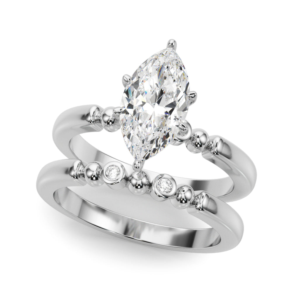 Elegant Beaded Bezel Set Engagement Ring Round Diamond Engagement Ring in 10K/14K gold and platinum with certified lab-grown or natural diamonds
