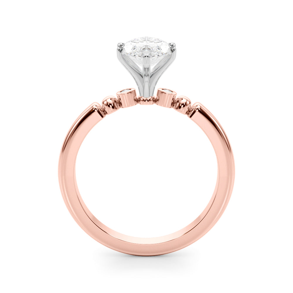 Elegant Beaded Bezel Set Engagement Ring Round Diamond Engagement Ring in 10K/14K gold and platinum with certified lab-grown or natural diamonds