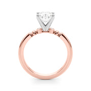 Elegant Beaded Bezel Set Engagement Ring Round Diamond Engagement Ring in 10K/14K gold and platinum with certified lab-grown or natural diamonds