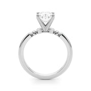 Elegant Beaded Bezel Set Engagement Ring Round Diamond Engagement Ring in 10K/14K gold and platinum with certified lab-grown or natural diamonds
