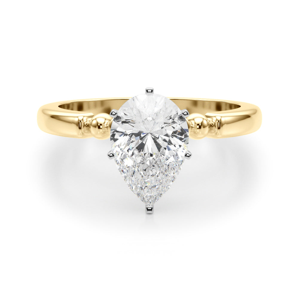 Elegant Beaded Bezel Set Engagement Ring Round Diamond Engagement Ring in 10K/14K gold and platinum with certified lab-grown or natural diamonds
