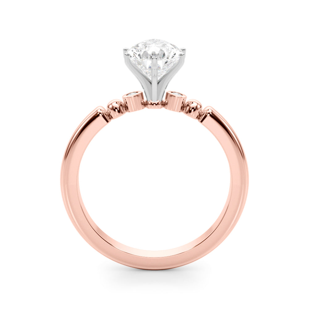 Elegant Beaded Bezel Set Engagement Ring Round Diamond Engagement Ring in 10K/14K gold and platinum with certified lab-grown or natural diamonds