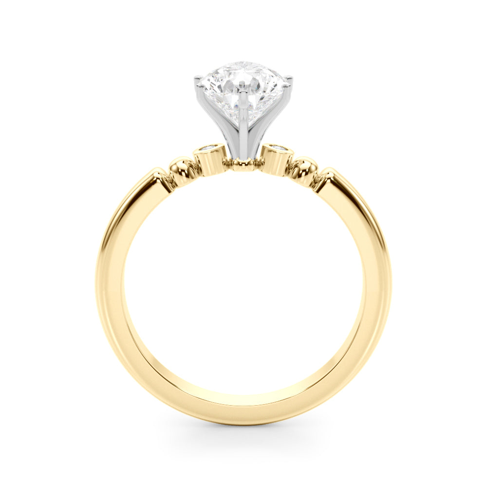 Elegant Beaded Bezel Set Engagement Ring Round Diamond Engagement Ring in 10K/14K gold and platinum with certified lab-grown or natural diamonds