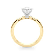Elegant Beaded Bezel Set Engagement Ring Round Diamond Engagement Ring in 10K/14K gold and platinum with certified lab-grown or natural diamonds