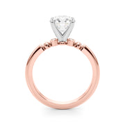 Elegant Beaded Bezel Set Engagement Ring Round Diamond Engagement Ring in 10K/14K gold and platinum with certified lab-grown or natural diamonds
