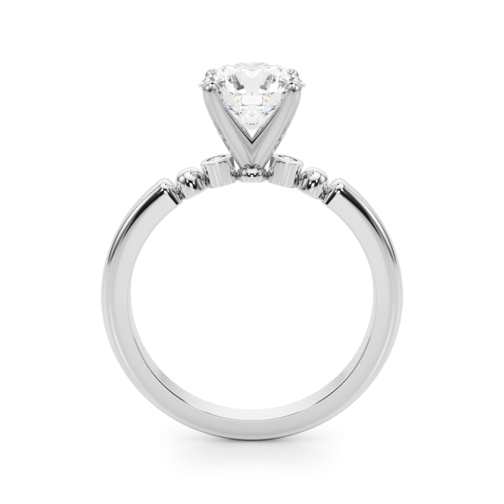 Elegant Beaded Bezel Set Engagement Ring Round Diamond Engagement Ring in 10K/14K gold and platinum with certified lab-grown or natural diamonds