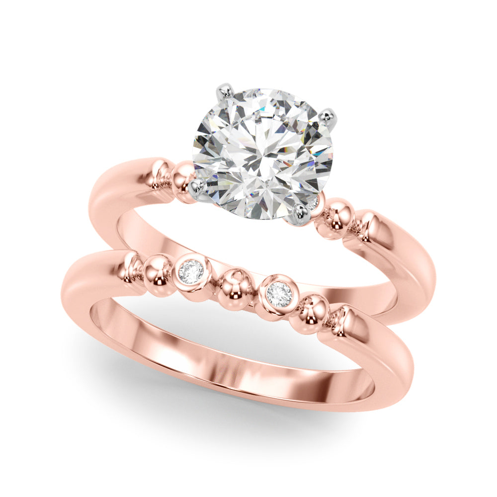 Elegant Beaded Bezel Set Engagement Ring Round Diamond Engagement Ring in 10K/14K gold and platinum with certified lab-grown or natural diamonds